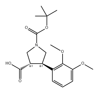 1,?3-?Pyrrolidinedicarboxy?lic acid, 4-?(2,?3-?dimethoxyphenyl)?-?, 1-?(1,?1-?dimethylethyl) ester, (3S,?4R)?- 化学構造式