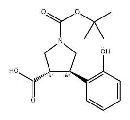 1,?3-?Pyrrolidinedicarboxy?lic acid, 4-?(2-?hydroxyphenyl)?-?, 1-?(1,?1-?dimethylethyl) ester, (3S,?4R)?-,959578-51-9,结构式