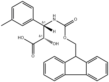 (2S,3S)-3-((((9H-芴-9-基)甲氧基)羰基)氨基)-2-羟基-3-(间甲苯基)丙酸, 959581-14-7, 结构式