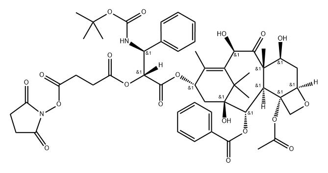 Butanedioic acid, 1-[(1R,2S)-1-[[[(2aR,4S,4aS,6R,9S,11S,12S,12aR,12bS)-12b-(acetyloxy)-12-(benzoyloxy)-2a,3,4,4a,5,6,9,10,11,12,12a,12b-dodecahydro-4,6,11-trihydroxy-4a,8,13,13-tetramethyl-5-oxo-7,11-methano-1H-cyclodeca[3,4]benz[1,2-b]oxet-9-yl]oxy]carbonyl]-2-[[(1,1-dimethylethoxy)carbonyl]amino]-2-phenylethyl] 4-(2,5-dioxo-1-pyrrolidinyl) ester|LYN55979