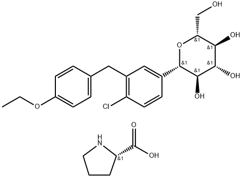 L-Proline, compd. with (1S)-1,5-anhydro-1-C-[4-chloro-3-[(4-ethoxyphenyl)methyl]phenyl]-D-glucitol (1:1)