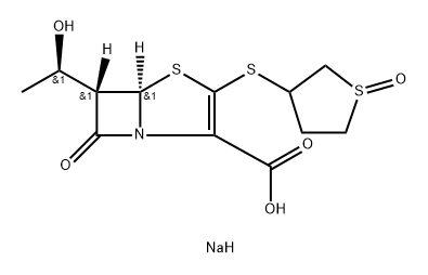 3-[[(5R)-2-カルボキシ-6β-[(R)-1-ヒドロキシエチル]-7-オキソ-4-チア-1-アザビシクロ[3.2.0]ヘプタ-2-エン-3-イル]チオ]テトラヒドロチオフェン1-オキシド 化学構造式