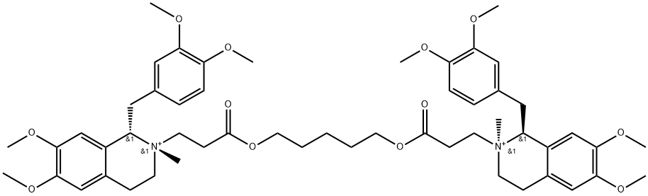(1S,1'S,2S,2'S)-2,2'-((pentane-1,5-diylbis(oxy))bis(3-oxopropane-3,1-diyl))bis(1-(3,4-dimethoxybenzyl)-6,7-dimethoxy-2-methyl-1,2,3,4-tetrahydroisoquinolin-2-ium) Struktur