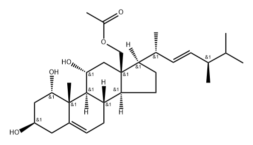 (22E)-Ergosta-5,22-diene-1α,3β,11α,18-tetrol 18-acetate Struktur
