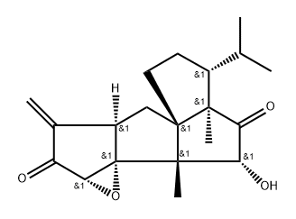 3H,5H-Pentaleno[6'a,1':5,6]pentaleno[1,6a-b]oxirene-2,8(1aH,6H)-dione, hexahydro-9-hydroxy-7a,9a-dimethyl-3-methylene-7-(1-methylethyl)-, (1aS,3aR,4aS,7R,7aR,9R,9aR,9bR)- Struktur