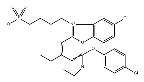 5-氯-2-[2-[(5-氯-3-乙基-2(3H)-苯并恶唑亚基)-甲基-1]-3-(4-磺丁基)苯并恶唑翁内盐, 97453-88-8, 结构式