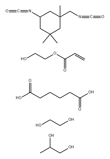 Hexanedioic acid, polymers with 1,2-ethanediol, 5-isocyanato-1-(isocyanatomethyl)-1,3,3-trimethylcyclohexane and 1,2-propanediol, 2-hydroxyethyl acrylate-blocked Struktur