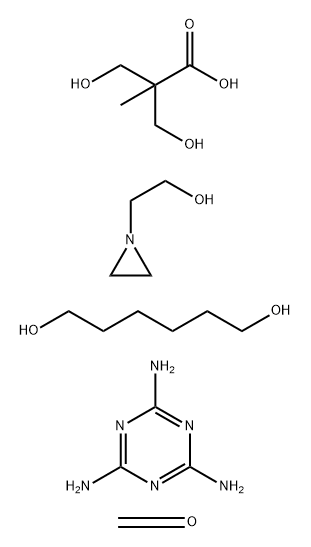 Propanoic acid, 3-hydroxy-2-(hydroxymethyl)-2-methyl-, polymer with 1-aziridineethanol, formaldehyde, 1,6-hexanediol and 1,3,5-triazine-2,4,6-triamine Struktur