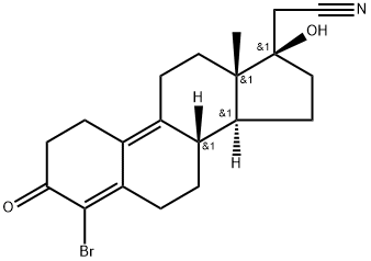 (17α)-4-Bromo-17-hydroxy-3-oxo-19-norpregna-4,9-diene-21-nitrile 化学構造式