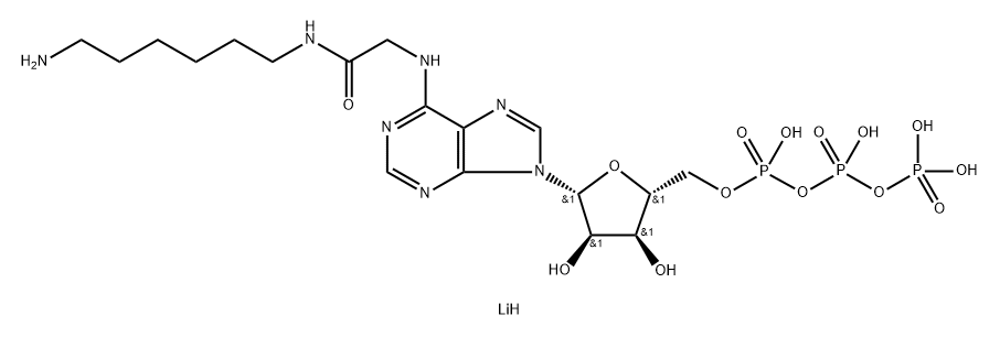 N-[2-[(6-氨基己基)氨基]-2-氧代乙基]-腺苷 5'-(四氢三磷酸酯)锂盐 结构式