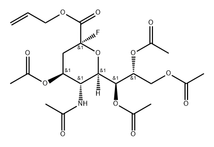 4,7,8,9-Tetra-O-acetyl-N-acetyl-2-deoxy-2-fluoro-b-D-neuraminic acid allyl ester Structure