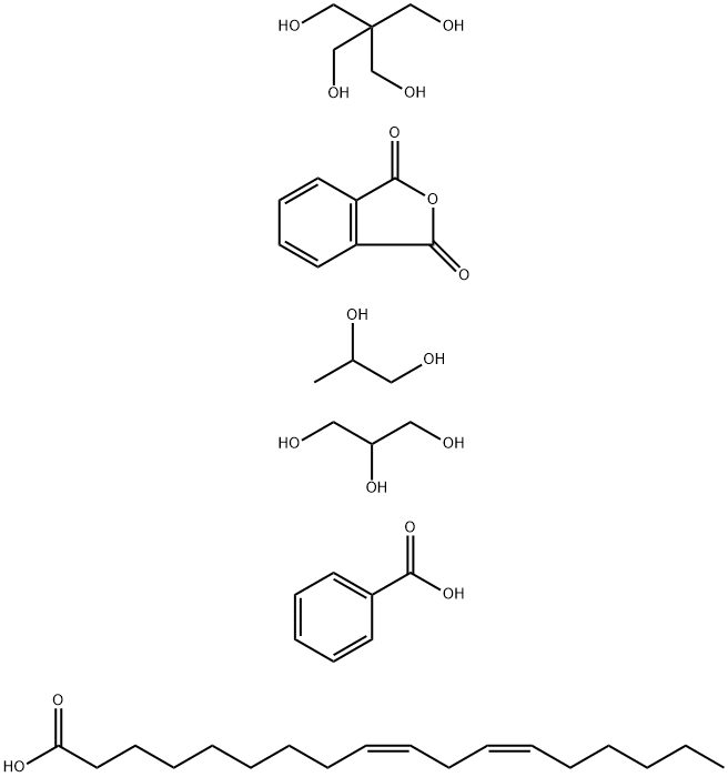 1,3-Isobenzofurandione, polymer with 2,2-bis(hydroxymethyl)-1,3-propanediol, 1,2-propanediol and 1,2,3-propanetriol, benzoate (Z,Z)-9,12-octadecadienoate 化学構造式