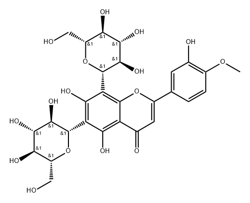 4H-1-Benzopyran-4-one, 6,8-di-β-D-glucopyranosyl-5,7-dihydroxy-2-(3-hydroxy-4-methoxyphenyl)- Struktur