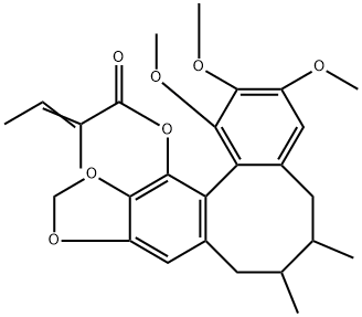 2-Butenoic acid, 2-methyl-, (6R,7S,13aR)-5,6,7,8-tetrahydro-1,2,3-trimethoxy-6,7-dimethylbenzo[3,4]cycloocta[1,2-f][1,3]benzodioxol-13-yl ester, (2Z)- (9CI) Structure