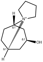 3-hydroxynortropane-8-spiro-1'-pyrrolidinium Struktur
