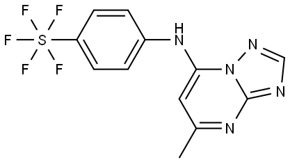 Sulfur, pentafluoro[4-[(5-methyl[1,2,4]triazolo[1,5-a]pyrimidin-7-yl)amino]phenyl]-, (OC-6-21)-,1163260-84-1,结构式