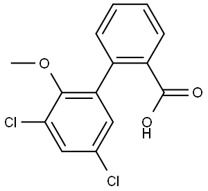 3',5'-Dichloro-2'-methoxy[1,1'-biphenyl]-2-carboxylic acid 结构式