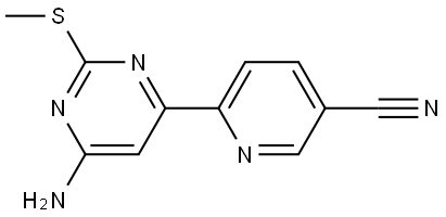 6-Amino-2-methylthio-4-(5'-cyano-2'-pyridyl)pyrimidine 化学構造式