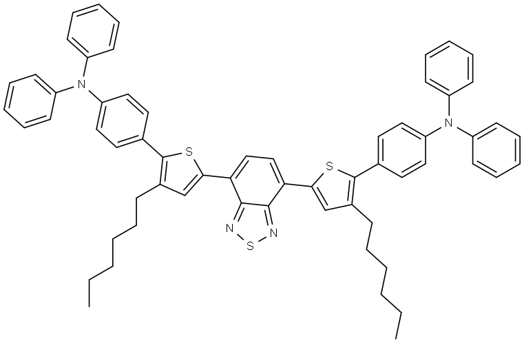 4,4'-(BENZO[C][1,2,5]THIADIAZOLE-4,7-DIYLBIS(3-HEXYLTHIOPHENE-5,2-DIYL))BIS(N,N-DIPHENYLANILINE),1194044-21-7,结构式