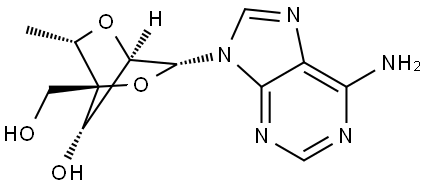 9H-Purin-6-amine, 9-[2,5-anhydro-6-deoxy-4-C-(hydroxymethyl)-α-L-mannofuranosyl]-,1197033-34-3,结构式