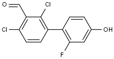 2,4-Dichloro-2'-fluoro-4'-hydroxy[1,1'-biphenyl]-3-carboxaldehyde Structure