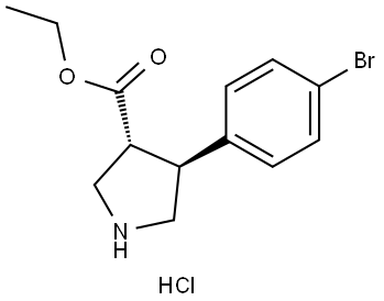 反式-4-(4-溴苯基)-3-吡咯烷甲酸乙酯盐酸盐, 1241918-66-0, 结构式