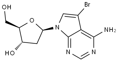 5-Bromo-7-(2-deoxy-β-D-erythro-pentofuranosyl)-7H-pyrrolo[2,3-d]pyrimidin-4-amine 结构式