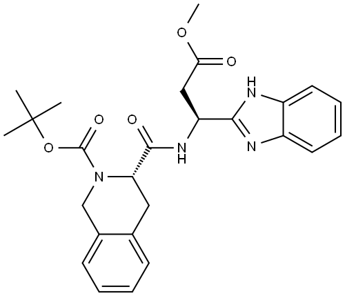 tert-butyl (S)-3-(((S)-1-(1H-benzo[d]imidazol-2-yl)-3-methoxy-3-oxopropyl)carbamoyl)-3,4-dihydroisoquinoline-2(1H)-carboxylate Structure