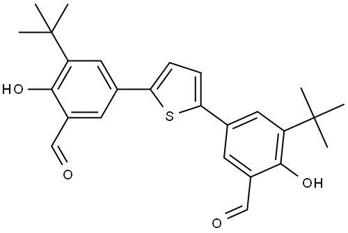 5,5'-(thiophene-2,5-diyl)bis(3-(tert-butyl)-2-hydroxybenzaldehyde) 结构式