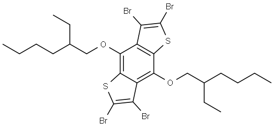 2,3,6,7-TETRABROMO-4,8-BIS((2-ETHYLHEXYL)OXY)BENZO[1,2-B:4,5-B']DITHIOPHENE,1268279-98-6,结构式