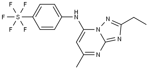 Sulfur, [4-[[2-ethyl-5-methyl[1,2,4]triazolo[1,5-a]pyrimidin-7-yl]amino]phenyl]pentafluoro-, (OC-6-21)-,1282041-90-0,结构式