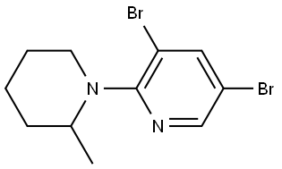 3,5-Dibromo-2-(2-methylpiperidin-1-yl)pyridine 化学構造式