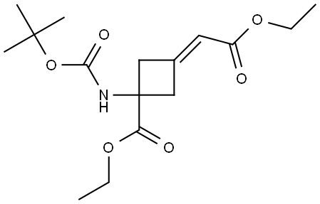 ethyl 1-<<(tert-butyloxy)carbonyl>amino>-3-(carbethoxymethylidene)cyclobutane-1-carboxylate,129287-95-2,结构式