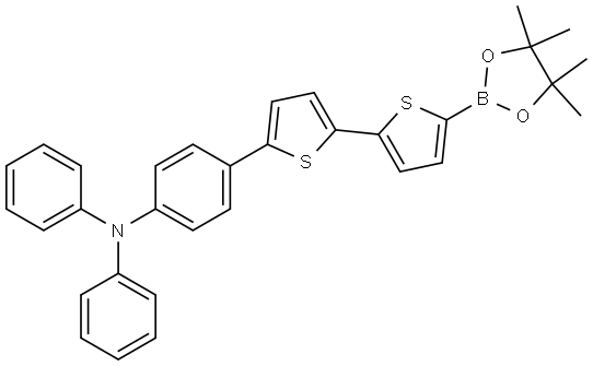 5-bis(N,N’-diphenylanilinyl)-5’-(4,4,5,5-tetramethyl-1,3,2-dioxaborolan-2-yl)-2,2’-bithiophene,1310325-02-0,结构式