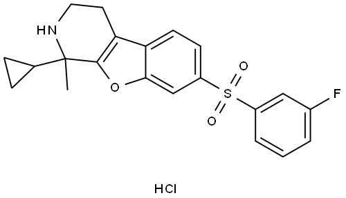 1-cyclopropyl-7-((3-fluorophenyl)sulfonyl)-1-methyl-1,2,3,4-tetrahydrobenzofuro[2,3-c]pyridine hydrochloride,1315677-12-3,结构式