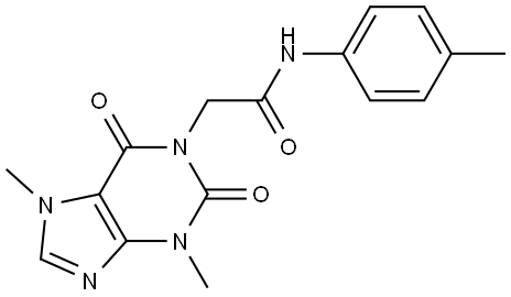 1H-Purine-1-acetamide, 2,3,6,7-tetrahydro-3,7-dimethyl-N-(4-methylphenyl)-2,6-dioxo-,1323883-62-0,结构式