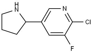 2-CHLORO-3-FLUORO-5-(PYRROLIDIN-2-YL)PYRIDINE 化学構造式