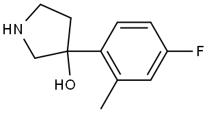 3-(4-fluoro-2-methylphenyl)pyrrolidin-3-ol,1339346-45-0,结构式