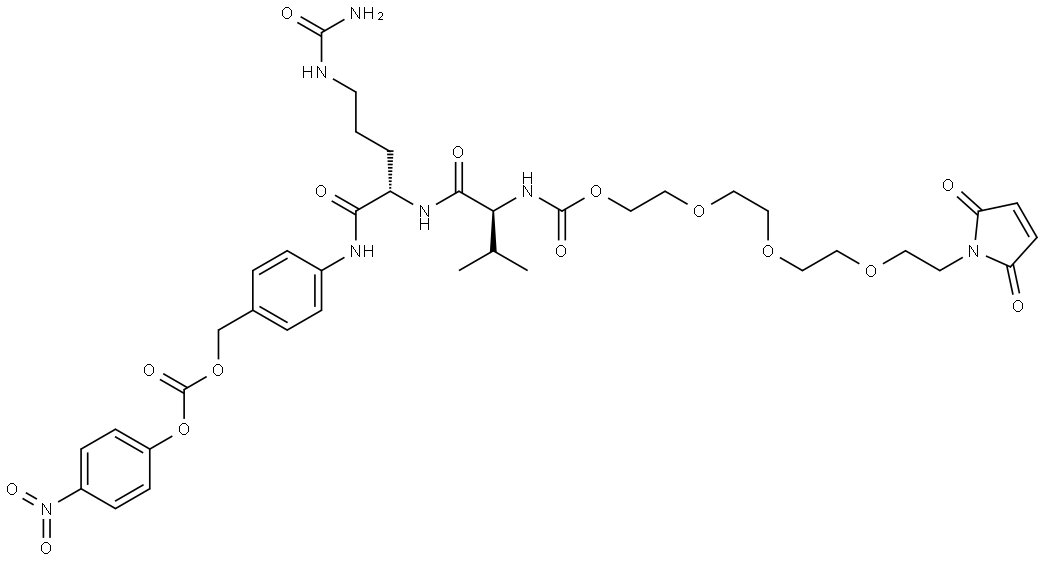 L-ORNITHINAMIDE, N-[13-(2,5-DIHYDRO-2,5-DIOXO-1H-PYRROL-1-YL)-1-OXO-2,5,8,11-TETRAOXATRIDEC-1-YL]-L-VALYL-N5-(AMINOCARBONYL)-N-[4-[[[(4-NITROPHENOXY)CARBONYL]O, 1345681-54-0, 结构式