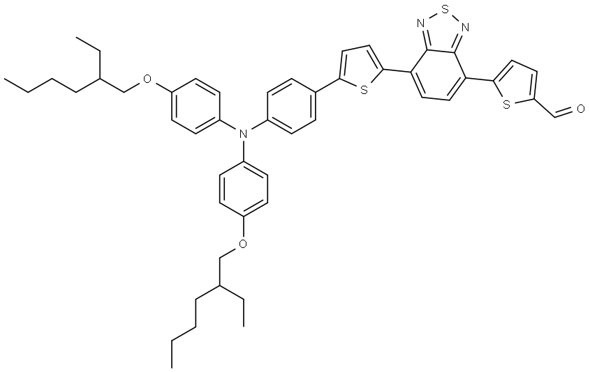 5-(7-(5-(4-(bis(4-(2-ethylhexyloxy)phenyl)amino)phenyl)thiophen-2-yl)benzo[c][1,2,5]thiadiazol-4-yl)thiophene-2-carbaldehyde Struktur