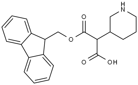 Propanedioic acid, 2-(3-piperidinyl)-, 1-(9H-fluoren-9-ylmethyl) ester Structure