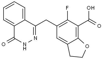 6-fluoro-5-((4-oxo-3,4-dihydrophthalazin-1-yl)methyl)-2,3-dihydrobenzofuran-7-carboxylic acid 结构式