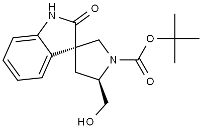 tert-butyl (3S,5'R)-5'-(hydroxymethyl)-2-oxospiro[indoline-3,3'-pyrrolidine]-1'-carboxylate 结构式