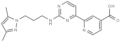 2-[2-[[3-(3,5-二甲基-1-吡唑基)丙基]氨基]-4-嘧啶基]异烟酸, 1378115-08-2, 结构式
