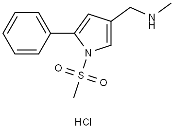 N-甲基-1-(1-(甲基磺酰基)-5-苯基-1H-吡咯-3-基)甲胺 盐酸盐 结构式