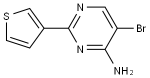 5-Bromo-4-amino-2-(3-thienyl)pyrimidine 化学構造式