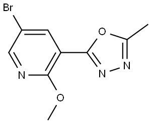 5-Bromo-2-methoxy-3-(5-methyl-1,3,4-oxadiazol-2-yl)pyridine 结构式