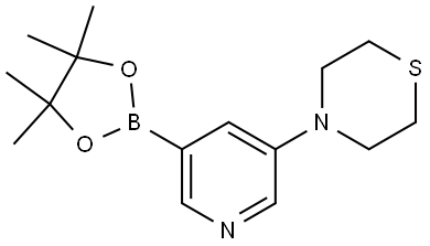 4-[5-(4,4,5,5-Tetramethyl-1,3,2-dioxaborolan-2-yl)-3-pyridinyl]thiomorpholine 结构式