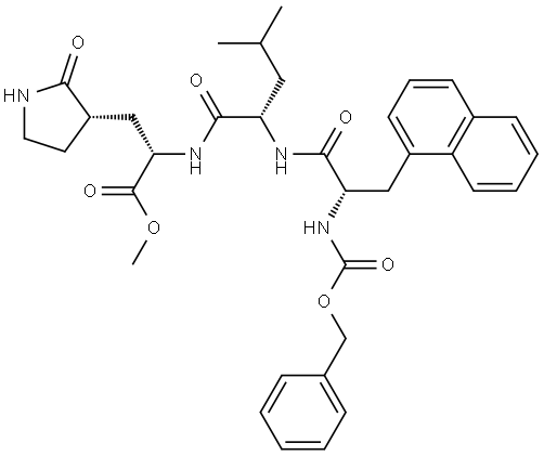 2-[2-(2-benzyloxycarbonylamino-3-naphthalen-1-ylpropionylamino)-4-methylpentanoylamino]-3-(2-oxo-pyrrolidin-3-yl)propionic acid methyl ester Structure