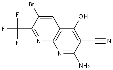 2-amino-6-bromo-4-hydroxy-7-(trifluoromethyl)-1,8-naphthyridine-3-carbonitrile,1438256-94-0,结构式